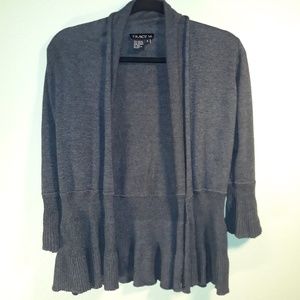 Tracy M Grey Cardi w/ Scarf Detail size S 003